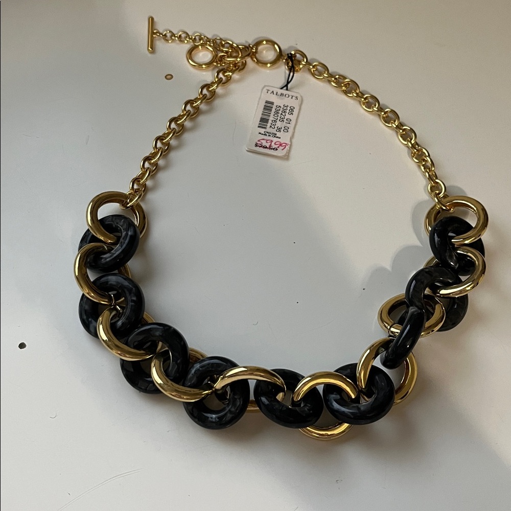 Talbots Gold and Dark Blue Chain Necklace